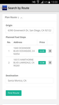 Voyager Search by Route Plan