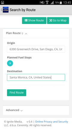 Voyager Search by Route