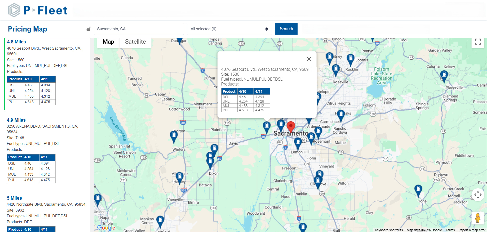CFN fuel pricing map