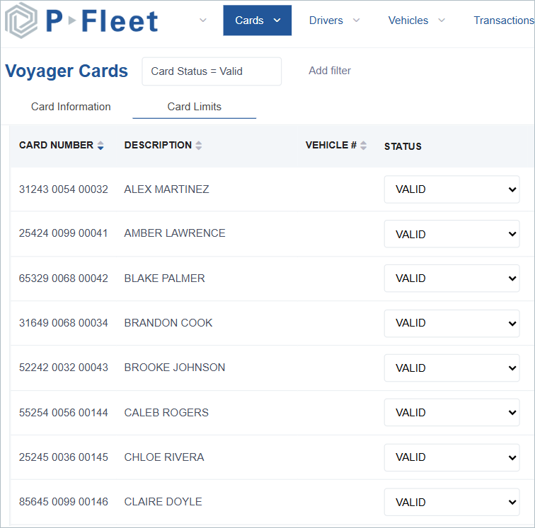 Review Fuel Card List